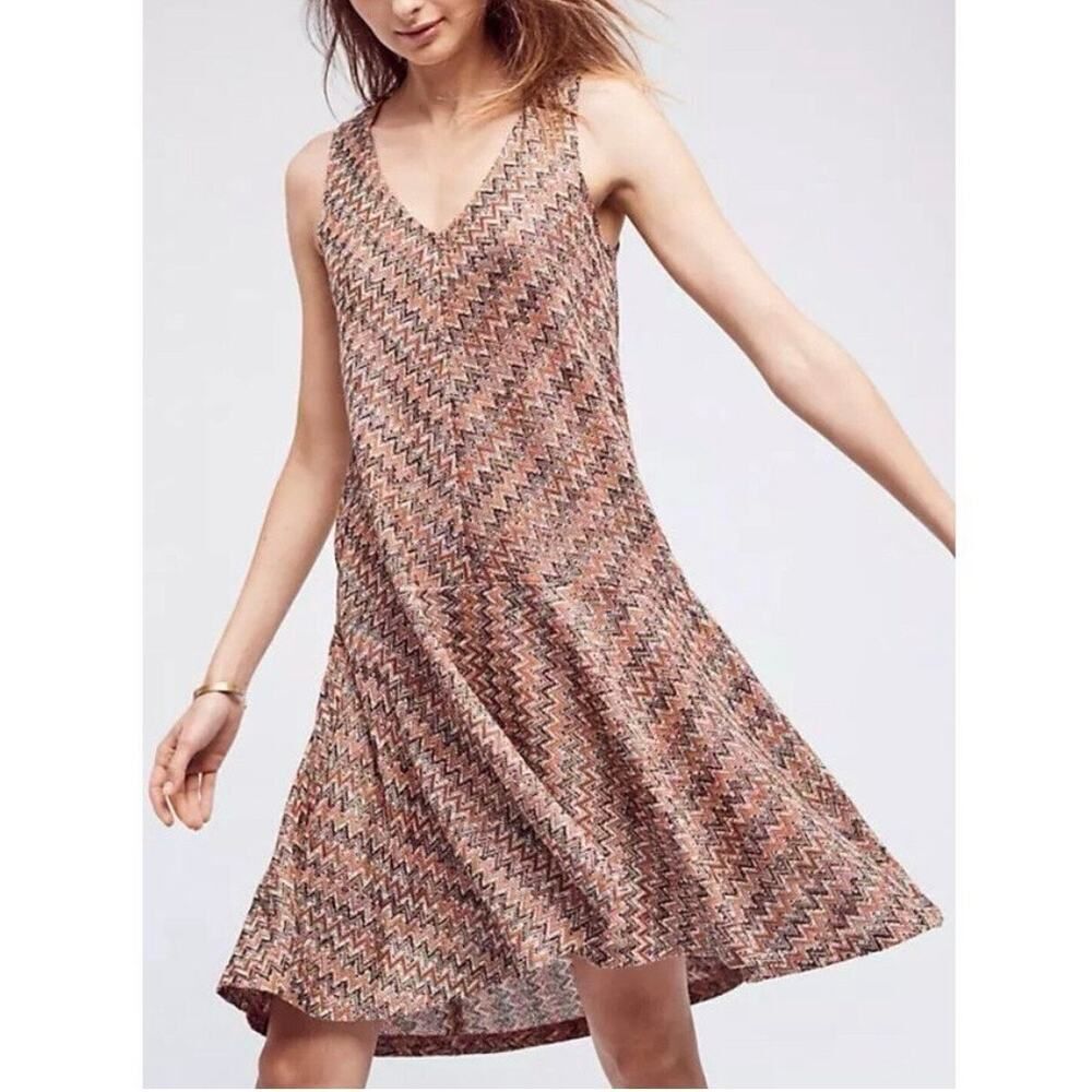 Maeve x Anthropologie Orange Knit Chevron Dress‎ Size Small
